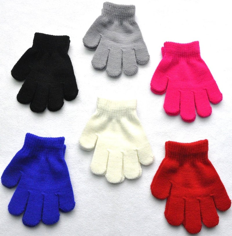 BaiX Little Kids Solid Winter Knitted Full Finger Gloves, 3-8 Years Old, White - Image 2
